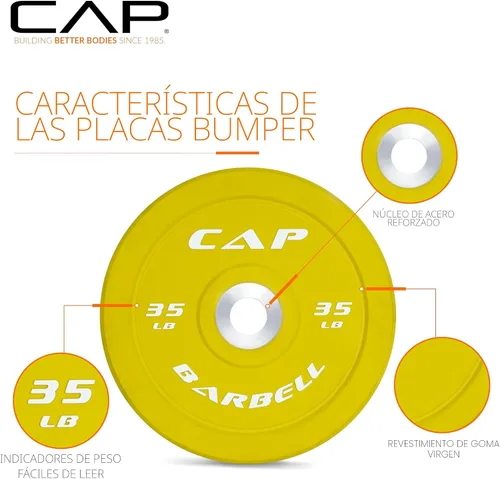 Vista 2 de CAP Juego de pesas olímpicas de 2 pulgadas 100-370 libras Varios colores Estante de almacenamiento opcional