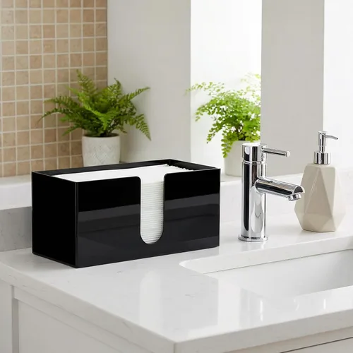 Vista 7 de ZAVOOS Paquete de 2 soportes para toallas de papel acrílico, dispensador de servilletas de encimera negro para plegado en Z plegable en C