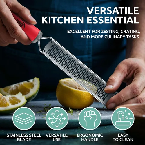 Vista 2 de Rallador de queso rallador de limón y parmesano – Ralladores de cítricos de primera calidad para cocina W acero inoxidable, para chocolate, ajo