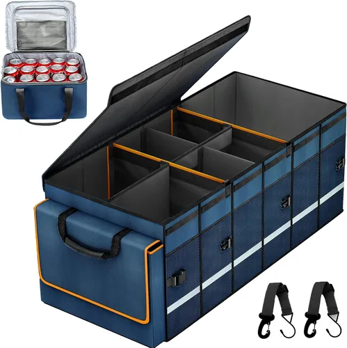 Vista 10 de Organizador y almacenamiento para maletero de automóvil con tapa y bolsa enfriadora extraíble a prueba de fugas, accesorios para automóvil, 6