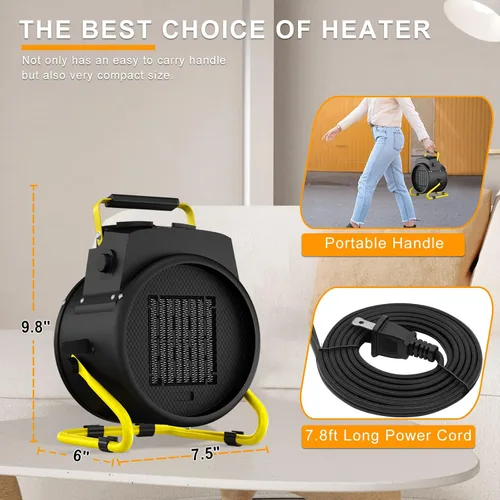 Vista 5 de Calentador para exteriores, calentadores eléctricos portátiles de 1500 W para patio con calentamiento rápido 3S y protección contra