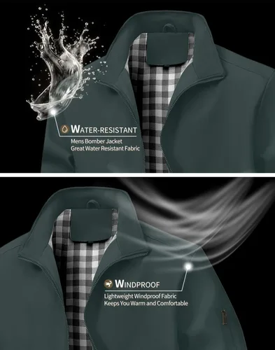 Vista 4 de Wizoat Chaqueta Bomber para Hombre Ligera Casual Cortavientos Chaquetas con Cremallera Abrigo