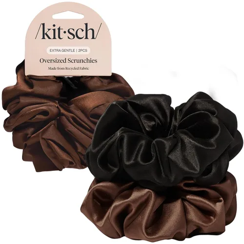 Vista 18 de Kitsch - Coleteros de satén para mujer, bandas para el cabello sin daños, cameo, 5 piezas Wake Up Frizz-Free, No Crease Hair Ties, Softer Than
