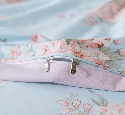 Vista 3 de FADFAY Juego de funda de edredón tamaño individual azul con flores de rosa y peonía, ropa de cama rústica con flores de peonía, juego de funda