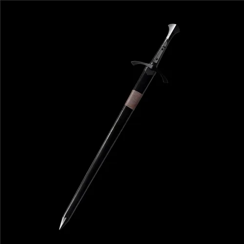 Vista 3 de Fidestisan Espada Medieval Claymore de 45 pulgadas Hecha a Mano Espadas Largas Reales Hoja Negra de Espiga Completa Autoensamblaje Desmontable