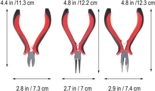 Vista 2 de Jewelry Pliers Set Metal Tool Kit for Beading and Making 3 Pieces