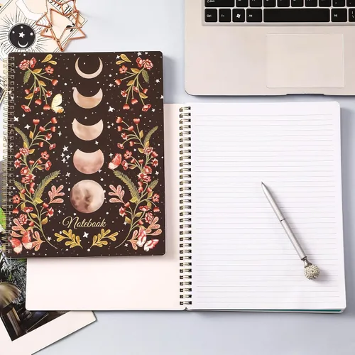 Vista 6 de Cuaderno de espiral - Cuadernos con encuadernación en espiral con bolsillo trasero, diario rayado, cuaderno de espiral para mujeres, 8.5" x 10.5