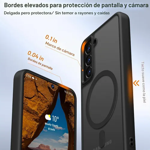 Vista 7 de Rayboen - Funda magnética mate para Samsung Galaxy S21+ Plus, color negro