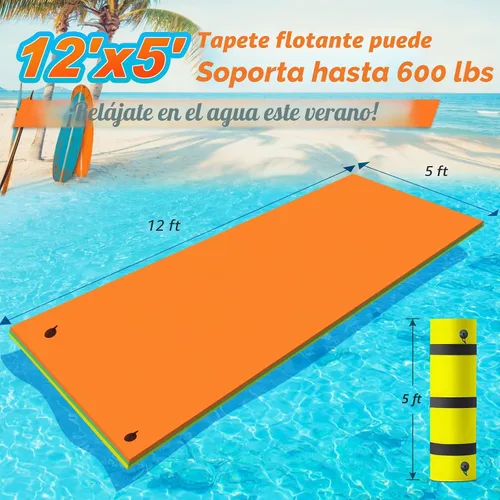 Vista 5 de CTSC Alfombra flotante – Alfombra flotante Lily Pad – 12 x 5 pies alfombra de agua flotante para lago, espuma XPE resistente a desgarros de alta