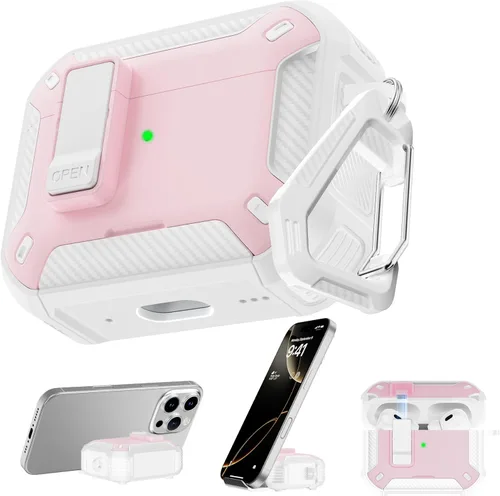 Vista 31 de RFUNGUANGO Funda para AirPod de 2ª generación con kit de limpieza, armadura protectora de carcasa dura militar con bloqueo para funda de carga