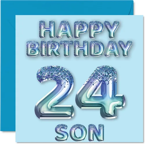 Vista 136 de Stuff4 Tarjeta de primer cumpleaños para niños, globo de fiesta con purpurina azul, tarjetas de feliz cumpleaños para niño de 1 año, nieto, hijo, 57