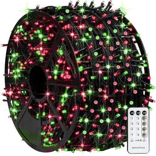 Vista 30 de TW SHINE - Luces de Navidad que cambian de color, 200 luces LED RGB de 66 pies, luces de Halloween para exteriores con control remoto, impermeables