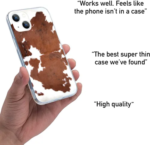 Vista 4 de Funda transparente para iPhone 14 con diseño de animales de granja impresos de piel de vaca occidental para niñas y mujeres, a prueba de golpes