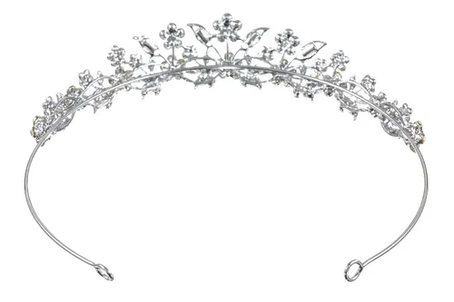 Vista 3 de SAMKY Tiara nupcial corona de boda de diamantes de imitación de plata para novias Crystal Queen Headpiece