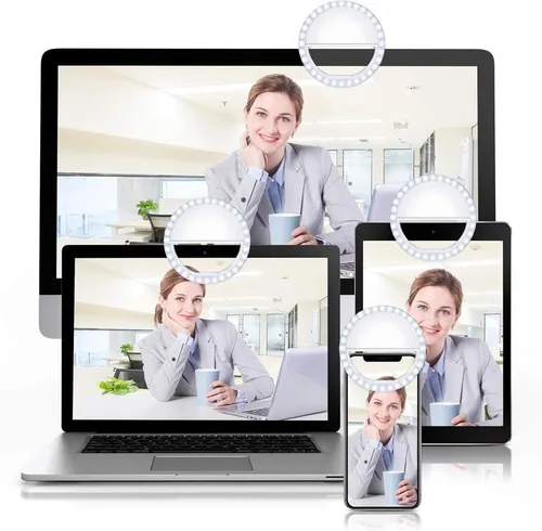 Vista 6 de Anillo de luz para selfie para iPhone, Android, tableta, recargable, 3 niveles de luz