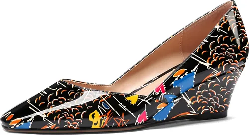 Vista 26 de MODENCOCO Zapatos de tacón bajo con cuña de tacón bajo para mujer, con puntera cuadrada, 2 pulgadas Beige