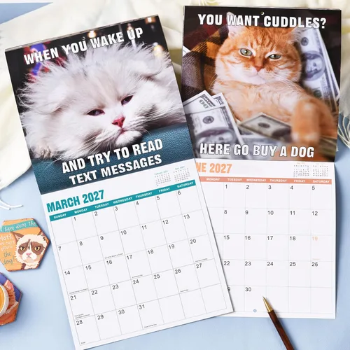 Vista 7 de Calendario de pared 2026 – enero 2026 – diciembre 2026, calendario divertido de gato 2026, calendario de 12 meses, fotos divertidas de memes