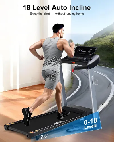 Vista 3 de Ateedge Cinta de correr resistente para el hogar, 18% de inclinación automática, capacidad de 400 libras, 3.5 HP, velocidad de 0.5 a 12 MPH