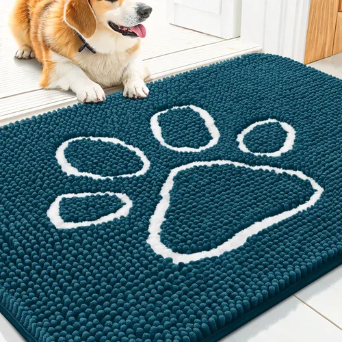 Vista 47 de Smiry Tapete para puerta de perro para patas fangosas, absorbente y Gris y negro