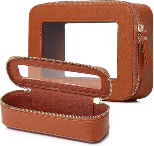 Vista 22 de Pinkmik Pequeña bolsa de maquillaje transparente, mini estuche para cosméticos, bolsa de aseo impermeable con cremallera, organizador de bolsos
