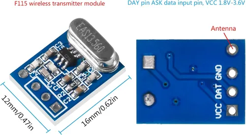 Vista 6 de 5 sistemas 433MHZ transmisor inalámbrico y receptor módulo de placa SYN115 SYN480R preguntar/OOK chip PCB
