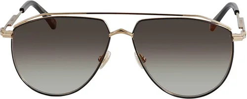 Vista 2 de Jimmy Choo Gafas de sol de aviador con espejo marrón degradado LEXS 02M2FQ 59, NegroOro