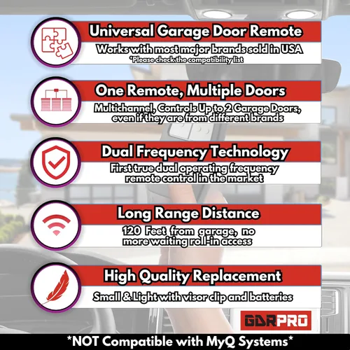 Vista 6 de Control remoto universal para puerta de garaje, reemplaza Clicker 375LM, 375UT, KLIK1U, compatible con LiftMaster, Chamberlain, Genie, Lineal One