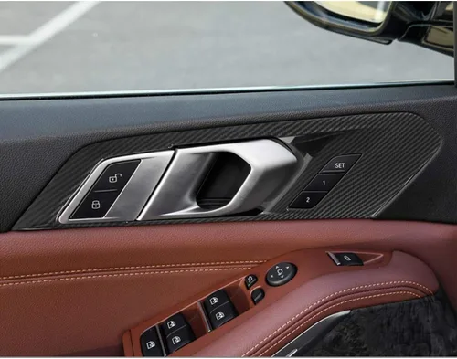 Vista 2 de Cubierta de marco de plástico ABS para puerta interior de automóvil, accesorios de 4 piezas para BMW X5 G05 2019