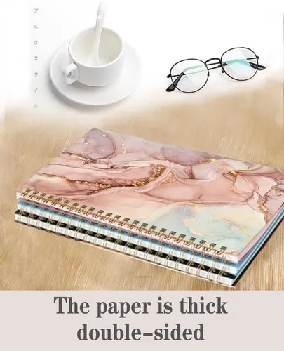 Vista 5 de Cuaderno de espiral con tapa dura A5 para mujeres y niñas, de 6 x 8.3 pulgadas, 120 páginas de papel grueso, bonito cuaderno de escritura con rayas