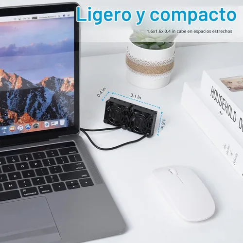 Vista 6 de ELUTENG Ventilador de computadora USB de 1.575 pulgadas de doble fila 2 en 1 ventiladores de PC USB con 3 velocidades ajustables 6500RPM Electrónica