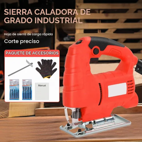 Vista 4 de Sierra de calar con cable, kit de herramientas de sierra de calar eléctrica de 800 W con 6 velocidades 0-2800 RPM, corte biselado de 0° a 45°