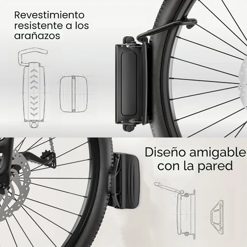 Vista 6 de PEGZONE 2 paquetes de ganchos para bicicletas para garaje, soporte de pared giratorio resistente, sostiene 77 libras, soporte ajustable