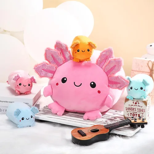 Vista 4 de Aoriher 5 piezas Kawaii Axolotl de peluche lindo de 14 pulgadas mamá axolote con 4.72 pulgadas mini almohada de peluche para adultos, regalo