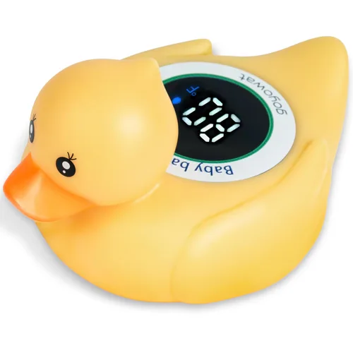 Vista 7 de Termómetro de bañera para bebé, juguete azul de avión, monitor digital flotante de temperatura del agua con pantalla LED y alarma de color, adecuado