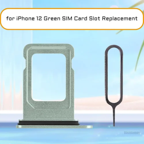 Vista 2 de Para iPhone 12 Verde Tarjeta SIM Bandeja de Reemplazo Solo Versión SIM para iPhone12 Ranura para tarjeta con anillo de goma impermeable Kit