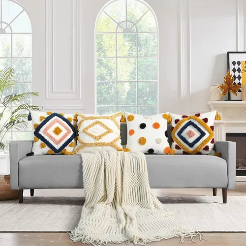 Vista 8 de Merrycolor - Fundas de almohada boho geométricas modernas con diamantes, almohadas decorativas boho, fundas de almohada de estilo arrojado y suaves