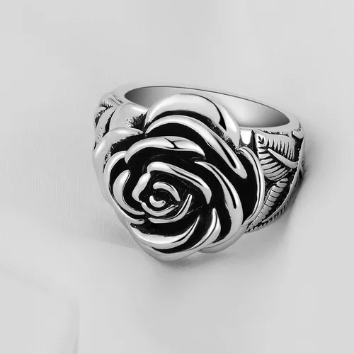 Vista 4 de IDesign Anillo de rosa retro Grunge Y2k Vintage Flower Ring para mujeres y hombres