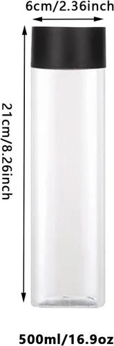 Vista 2 de Paquete de 12 botellas redondas de plástico de 16 onzas con tapas, recipientes de jugo con tapas para botella de batidos, botellas de jugo