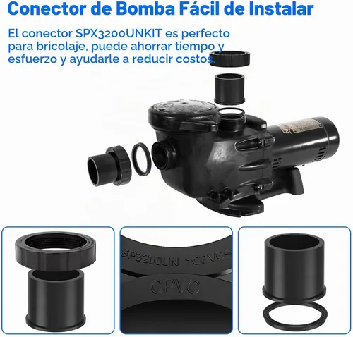 Vista 4 de SPX3200UNKIT - Kit de conexión de unión para Hayward Select, conexión de unión de bomba para Hayward Tristar, Northstar, bombas EcoStar, filtro
