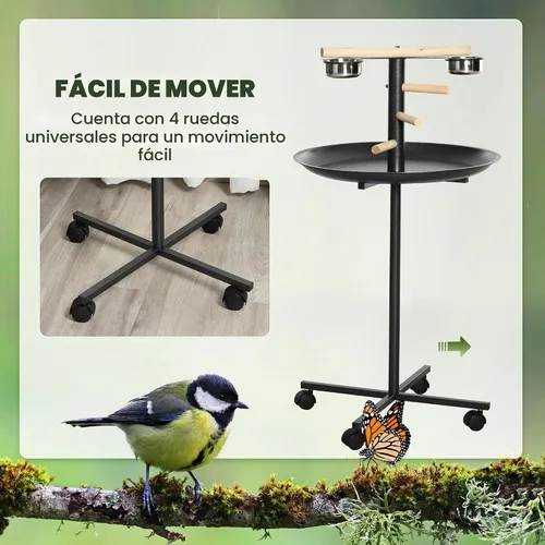 Vista 5 de PawHut Soporte de juego para pájaros, perca portátil para loros