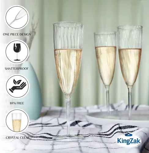 Vista 5 de Lillian Tablesettings Copas de champán prémium de 6 onzas, vasos desechables de plástico duro transparente, 1 pieza, 16
