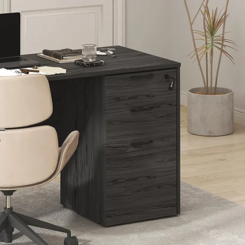 Vista 19 de Furinno Roger 60 Inch Executive Desk with File Cabinet, Home Office Desk with 3-Drawer Fixed Pedestal Filing Cabinet, Desk Cord Grommet, for Home
