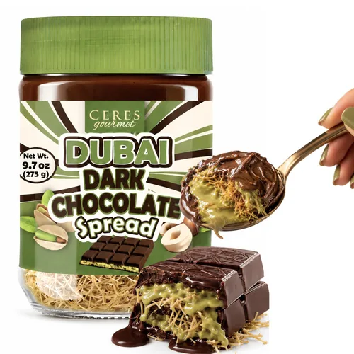 Vista 11 de Dubai - Chocolate blanco untable - Pistacho untable con filo tostado, chocolate gourmet para el desayuno - 9.7 onzas