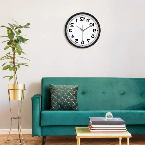 Vista 8 de Geek Alerts Números inusuales en sentido contrario a las agujas del reloj reloj hacia atrás con iluminación LED activada por sonido, reloj de pared