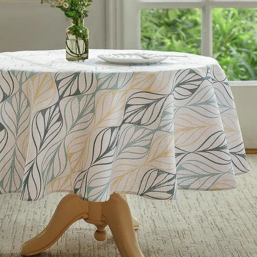 Vista 21 de Wracra Mantel redondo de macramé impermeable, estilo lino de granja, resistente a las arrugas, lavable, para interiores y exteriores