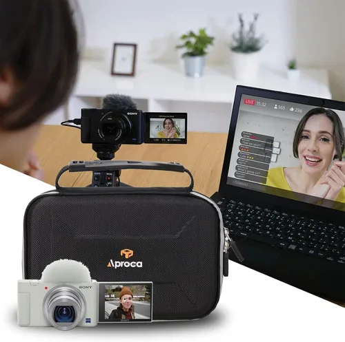 Vista 4 de Aproca Funda compatible con cámara digital Sony ZV-1, bolsa de almacenamiento portátil para kit de accesorios de vlogger (solo funda)