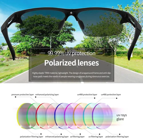Vista 3 de Joopin Rectangle Sports Sunglasses Polarized UV400 Protection Wrap Around