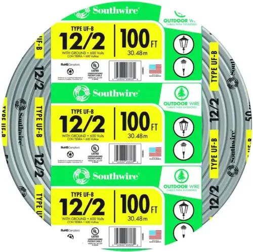 Vista 3 de Southwire Cable de alimentación subterráneo UF-B, 12/2 AWG, 250 pies