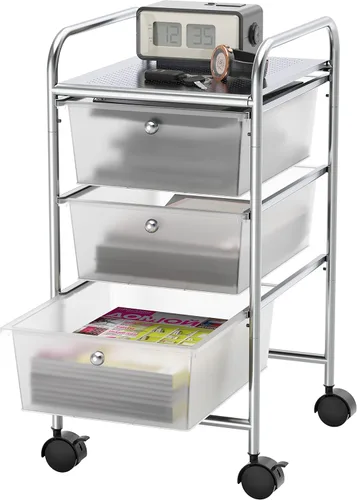 Vista 14 de Simple Houseware Carrito utilitario con 3 cajones, almacenamiento rodante, organizador de arte y manualidades, negro