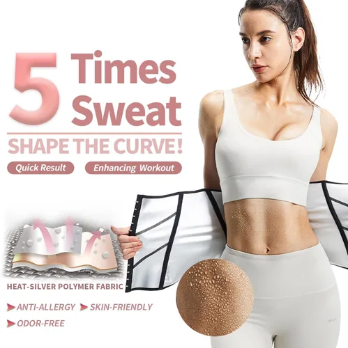 Vista 2 de BVVU Faja reductora de cintura para sudar para mujer, corsé de látex bajo el busto, faja deportiva para entrenamiento